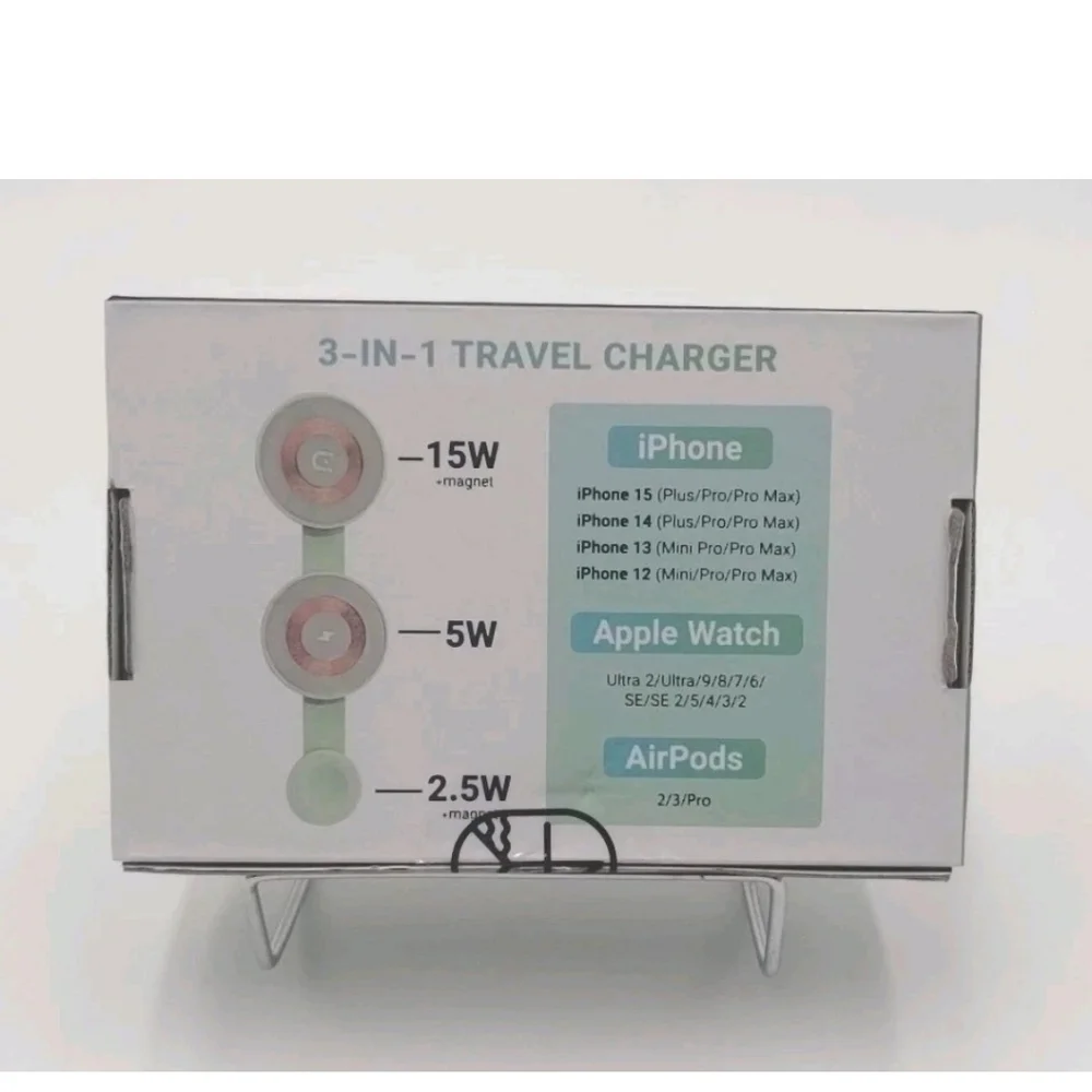 Wireless Travel Charger 3 in 1 Magnetic Apple iPhone, Apple Watch, AirPods READ